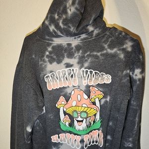 Eighty Eight Hoodie Mens Medium Gray Tie Dye Trippy Vibes Mushroom Graphic